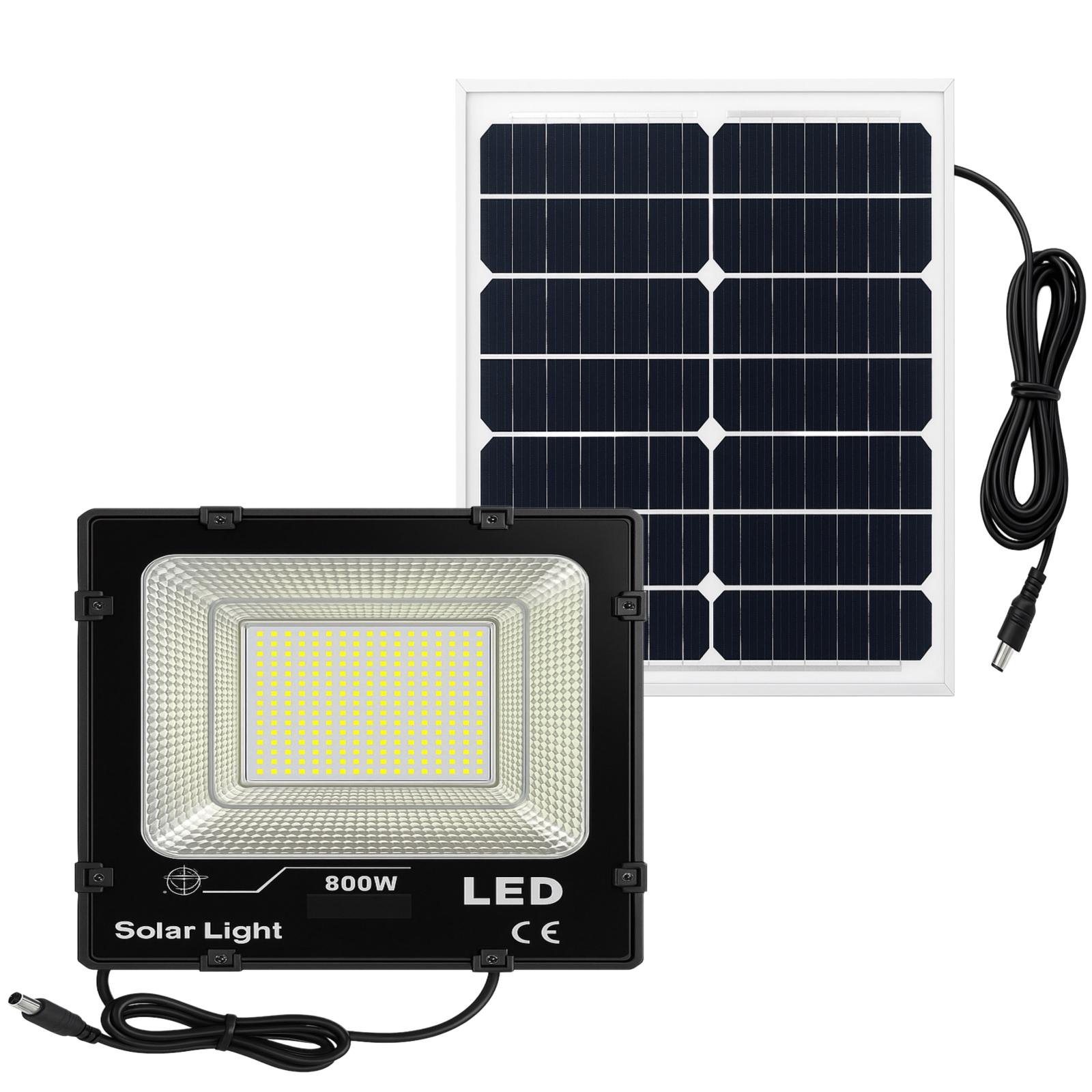 Faro LED Solare 800W con Pannello e Telecomando – IP67 Impermeabile – Luce Esterno da Giardino, Cortile, Garage