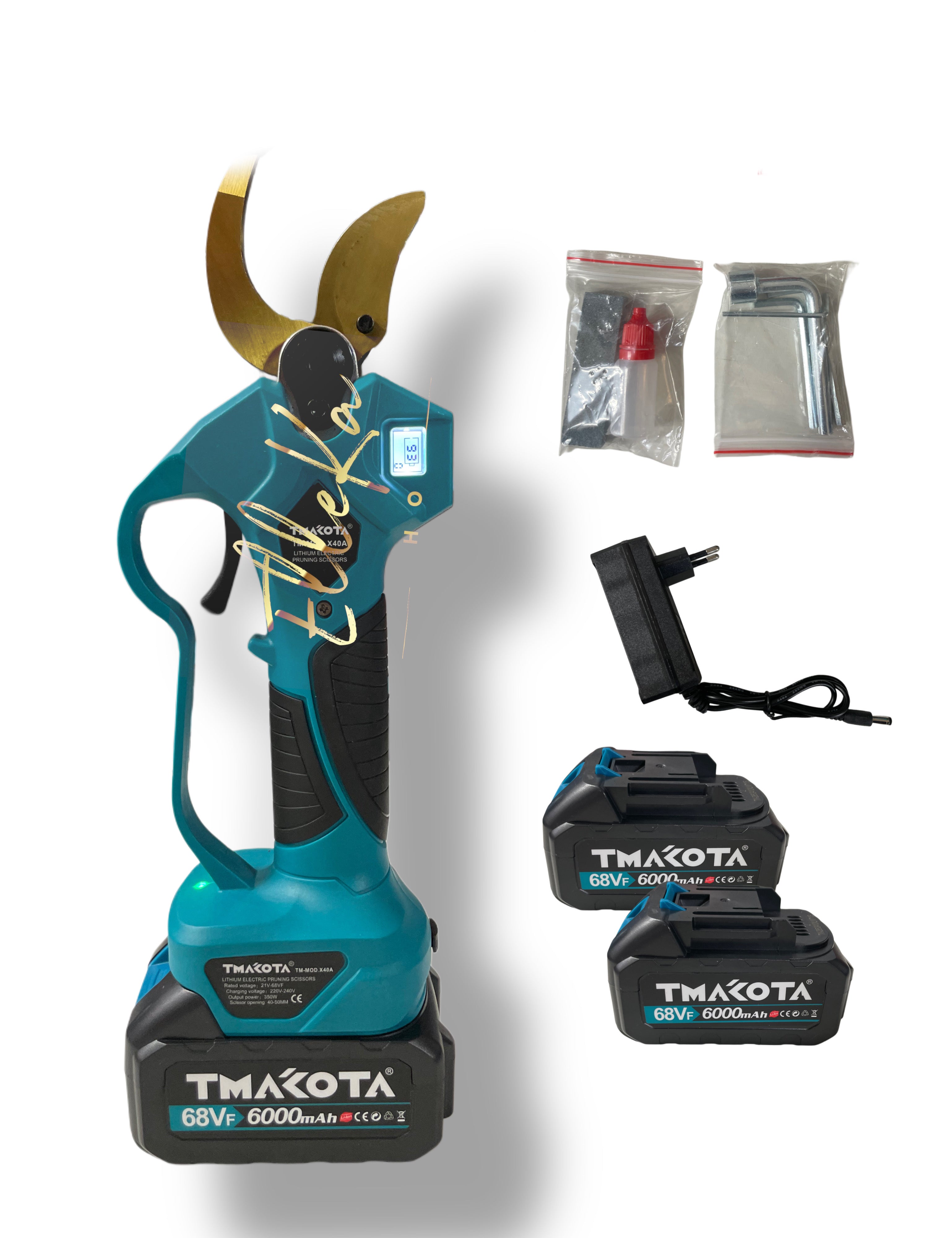 Forbice Cesoia da Potatura 45mm Display Makota a Batteria 68v 6000mAh 2 Batterie