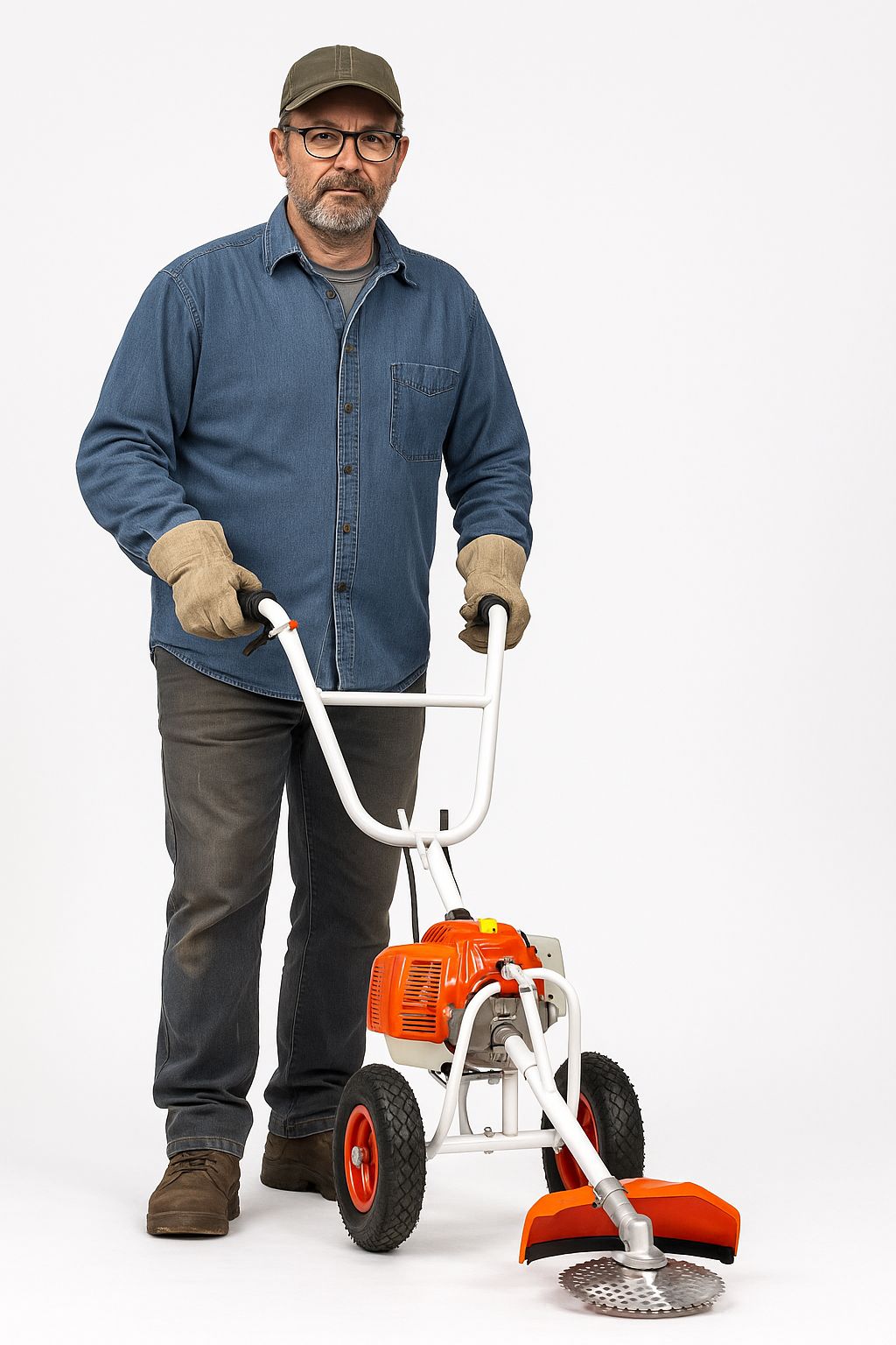 Decespugliatore a Carrozzina 63cc 2 Tempi con Ruote Pneumatiche | Tagliaerba Professionale con Accessori