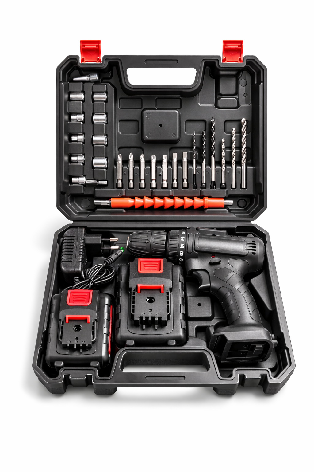 Trapano Avvitatore 48V con Valigetta Completa, 2 Batterie e Set Accessori