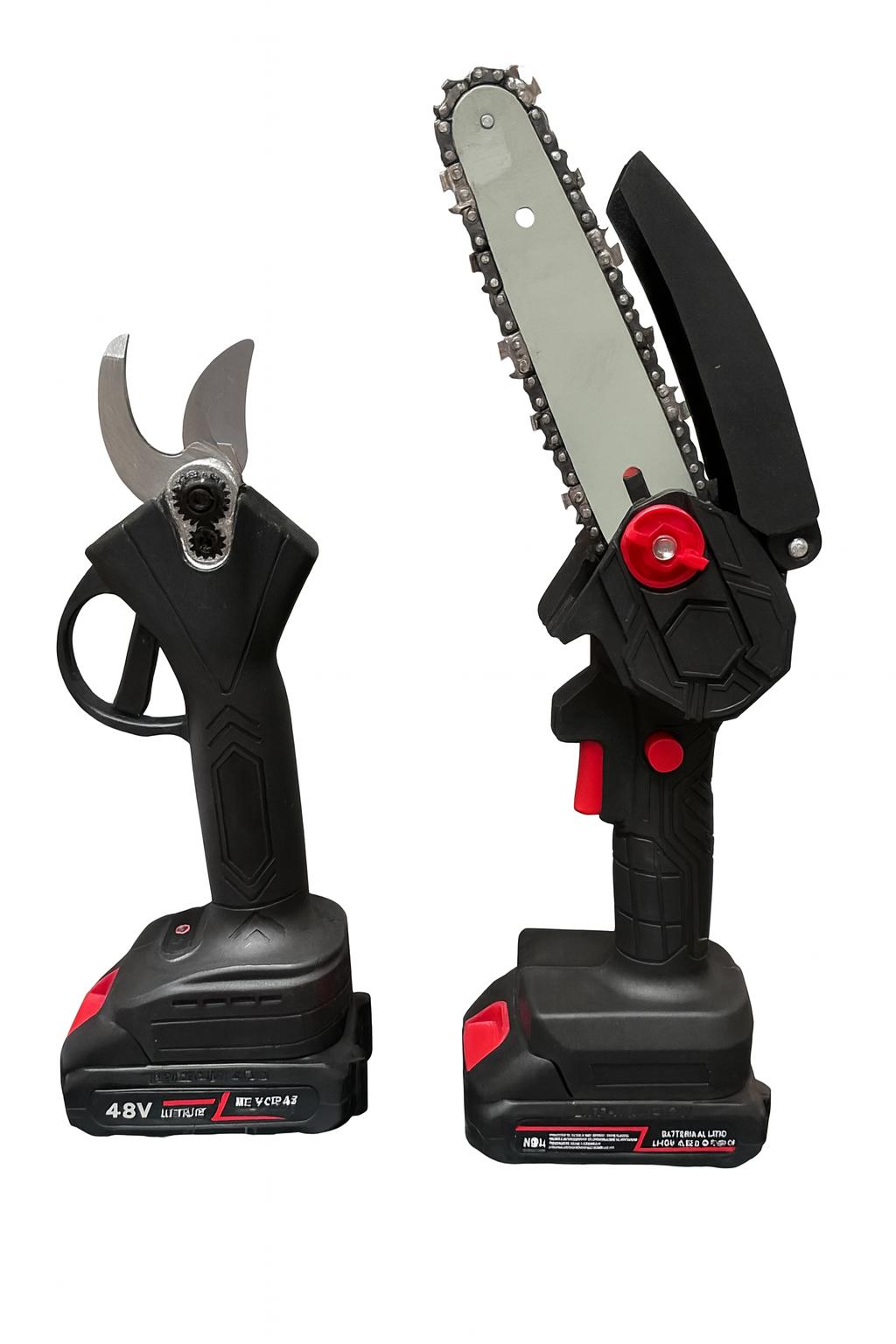 KIT POTATURA FORBICE A BATTERIA DA POTATURA +MOTOSEGA +VALIGIA CESOIA 48V 2 BATTERIE
