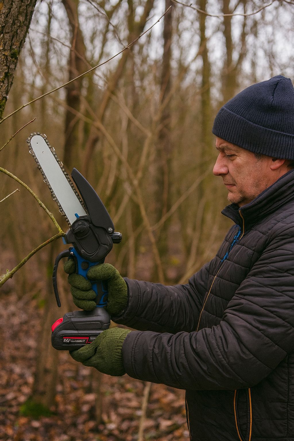 Motosega 8” con OLEATORE + 2 Batterie 48V 4000mAh + Valigetta e Caricatore – Potatura e Giardinaggio