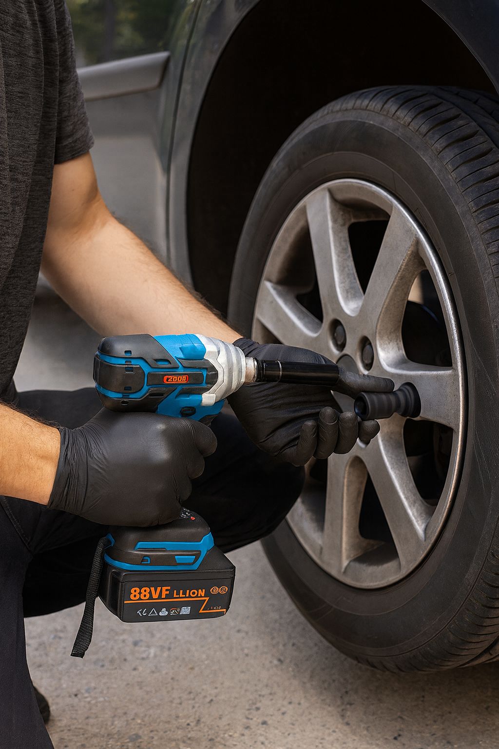 Avvitatore ad Impulsi 1280N.m + 2 Batterie 88V 8000mAh + Valigetta e Accessori | Kit Bussole & Punte | Ideale per Ruote Auto/Moto