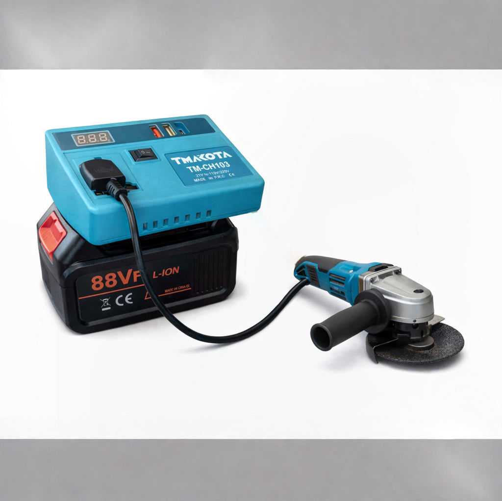 Inverter Portatile 21V → 220V con Batteria Inclusa – Presa Universale + USB con Display Digitale