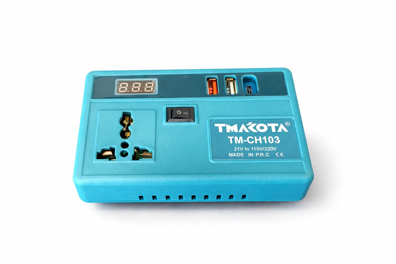 Inverter Portatile 21V → 220V con Batteria Inclusa – Presa Universale + USB con Display Digitale