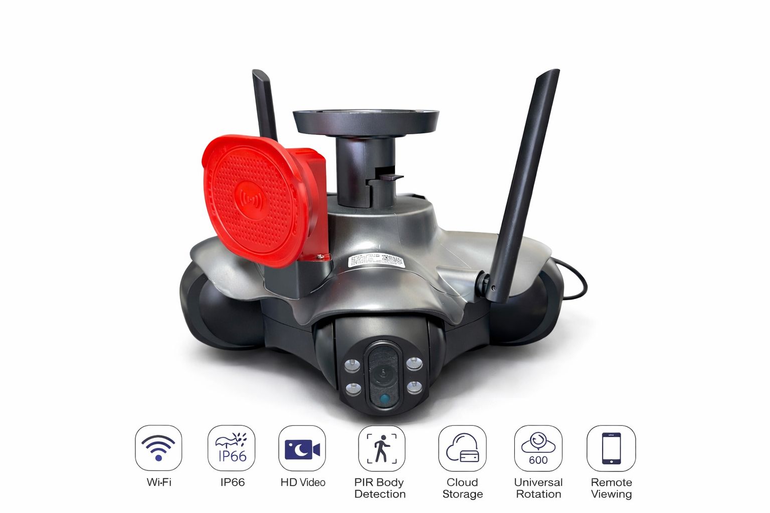 Telecamera di Videosorveglianza Wi-Fi 4 Lenti con App – Visione 360° e Rilevamento Movimento