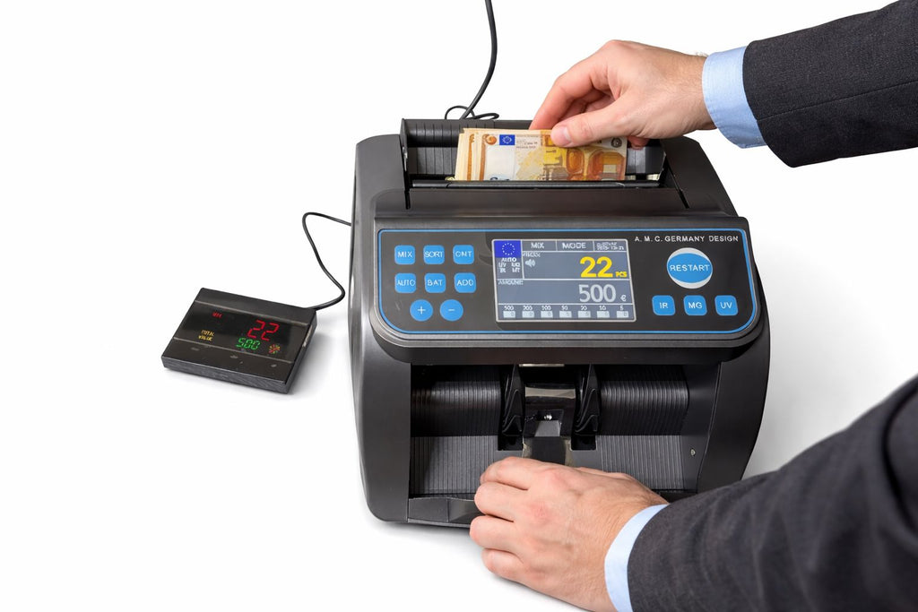 Conta Banconote Professionale con Rilevamento Banconote False – Display Totale e Suddivisione per Taglio