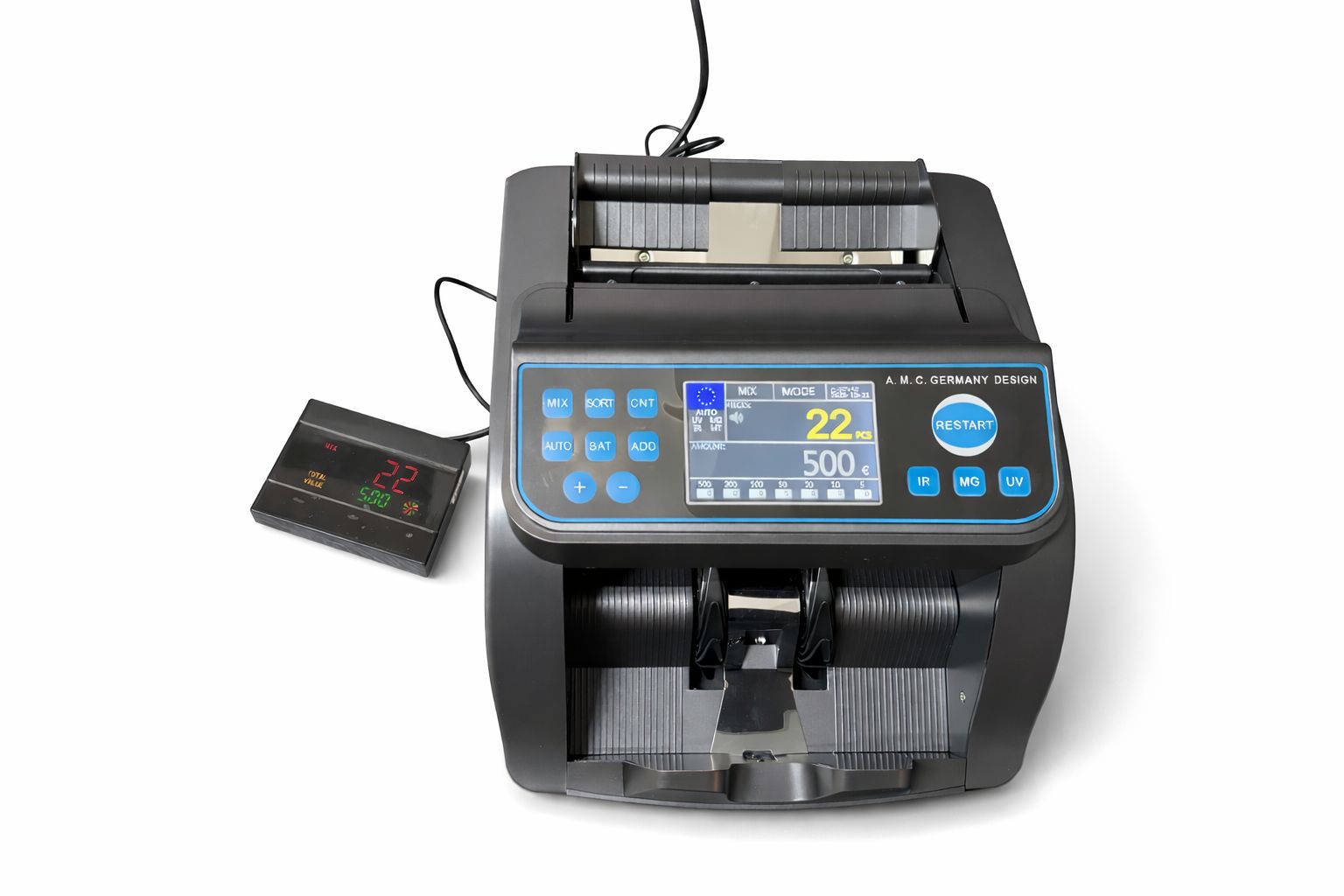 Conta Banconote Professionale con Rilevamento Banconote False – Display Totale e Suddivisione per Taglio