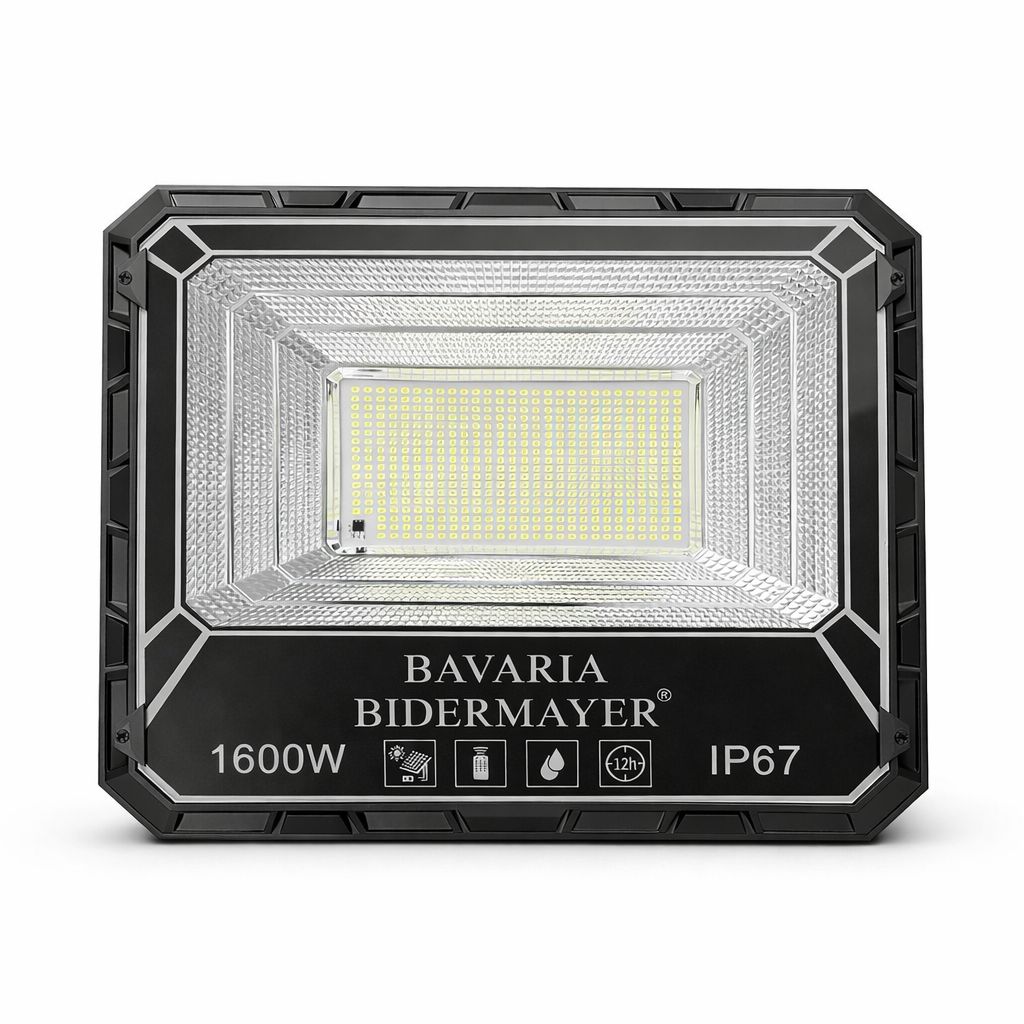 Faro Solare LED 1600W con Pannello Fotovoltaico e Telecomando – IP67