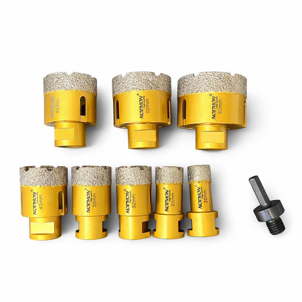 Set Frese a Tazza Diamantate 8 Pezzi  PROFESSIONALI con Valigetta + Disco Diamantato in Omaggio