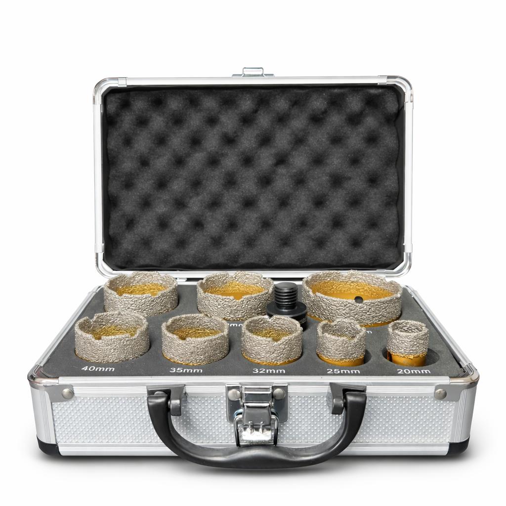 Set Frese a Tazza Diamantate 8 Pezzi  PROFESSIONALI con Valigetta + Disco Diamantato in Omaggio