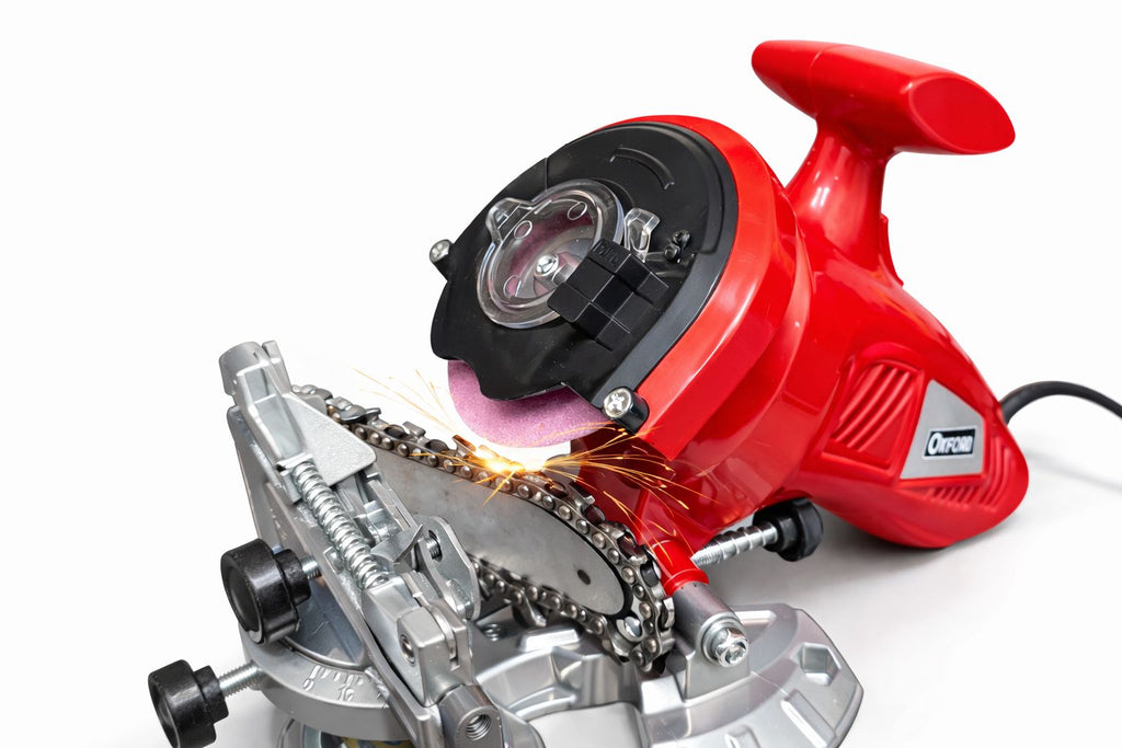 Affilacatene per Motosega 300W con 3 Dischi da 100mm | Regolazione Angolare | Uso Professionale