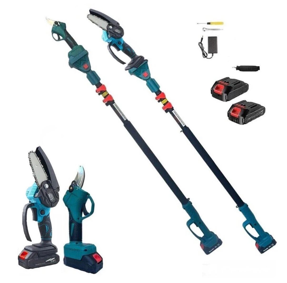 Kit Potatura Motosega 6"  + Cesoia a Batteria con Asta Telescopica