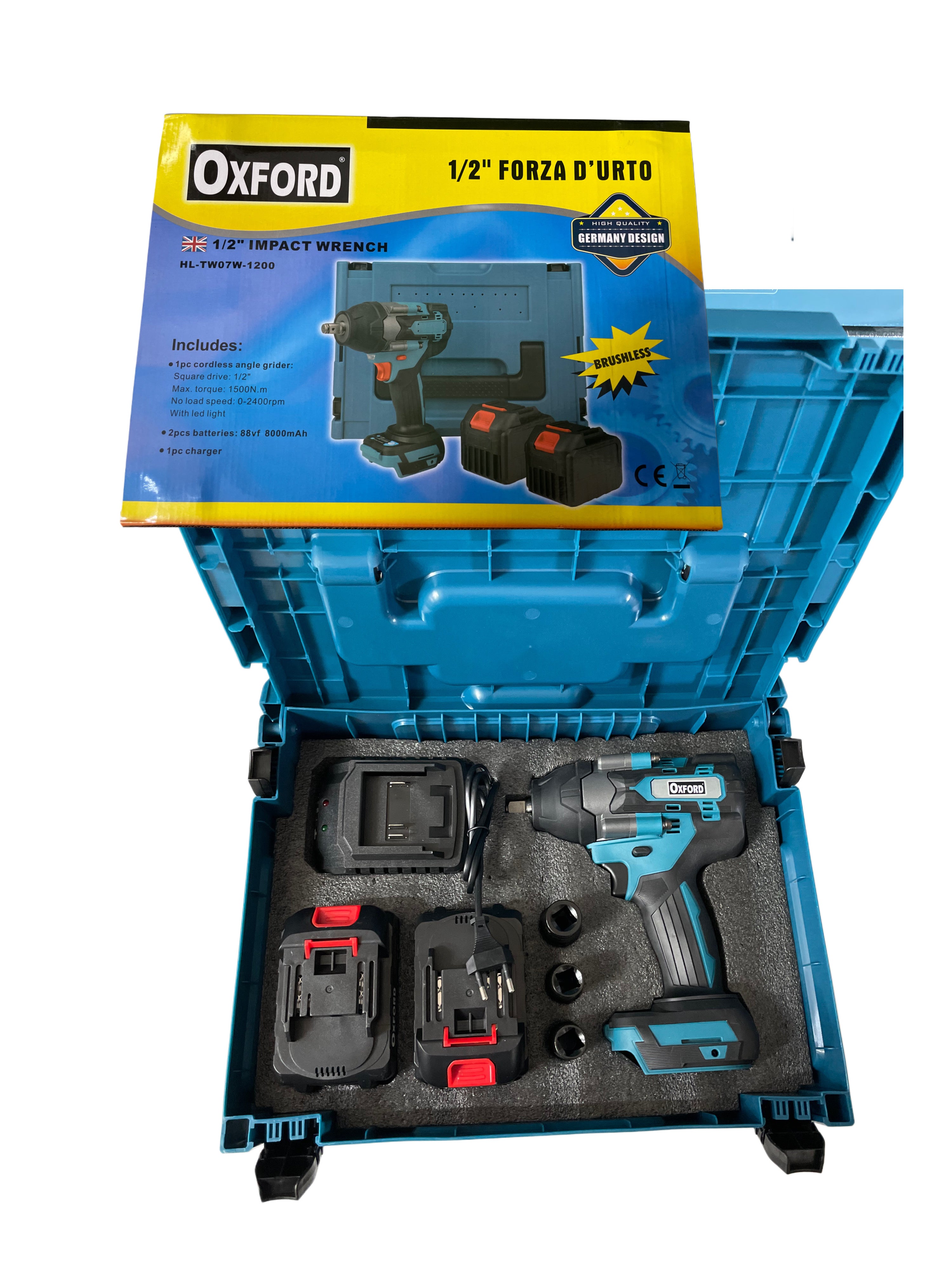 Avvitatore a impulsi Svitabulloni 1/2" a batteria 88V 8000mAh 1500NM motore brushless