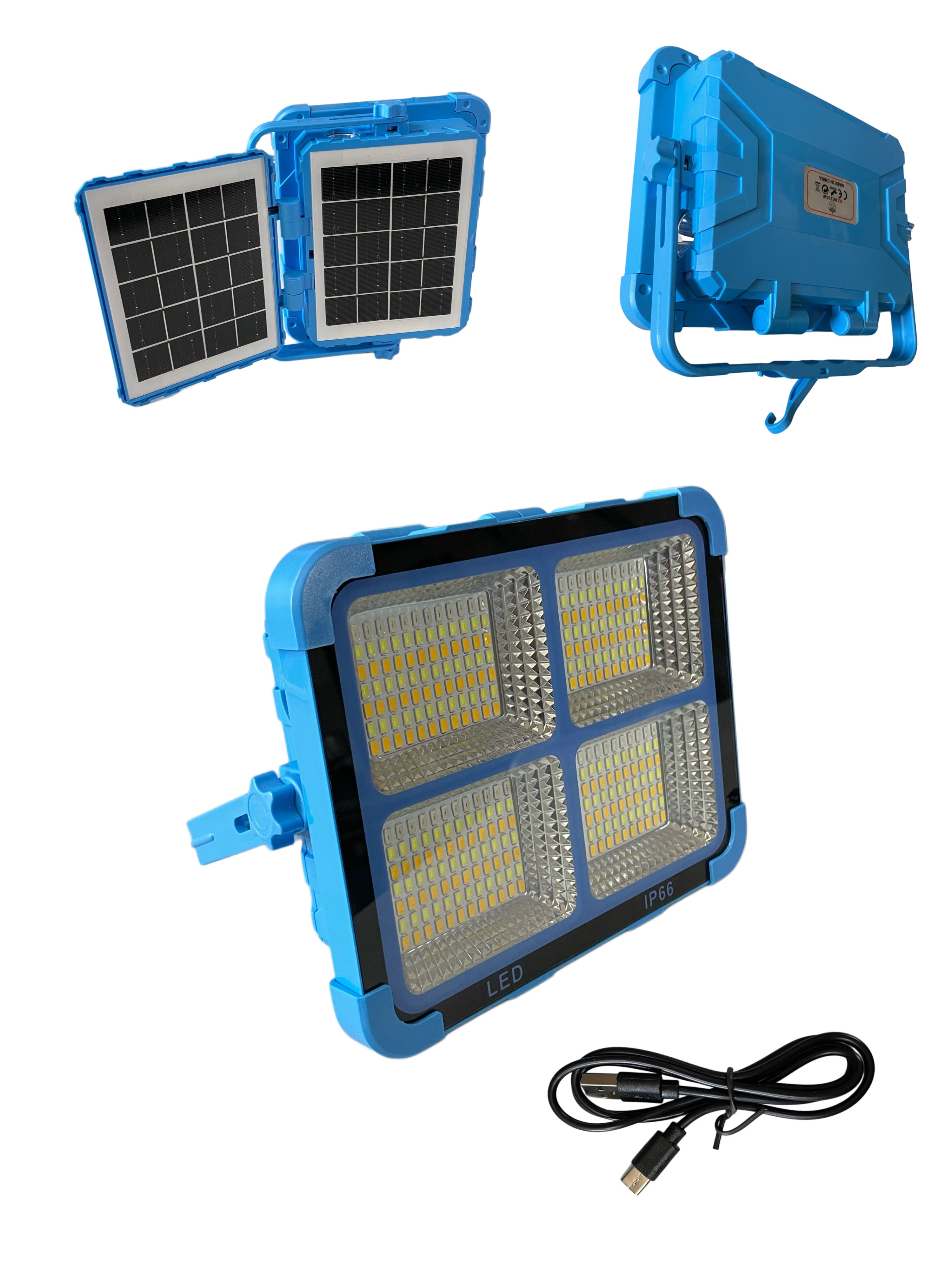 FARO FARETTO SOLARE 1200w DOPPIO PANNELLO RICARICABILE DUE FUNZIONI 4 MODALITÀ LUCE