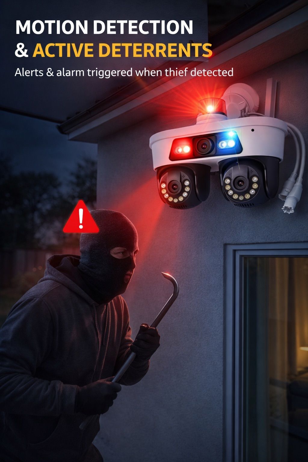 Telecamera WiFi Tripla Visione con Allarme e Controllo da Smartphone