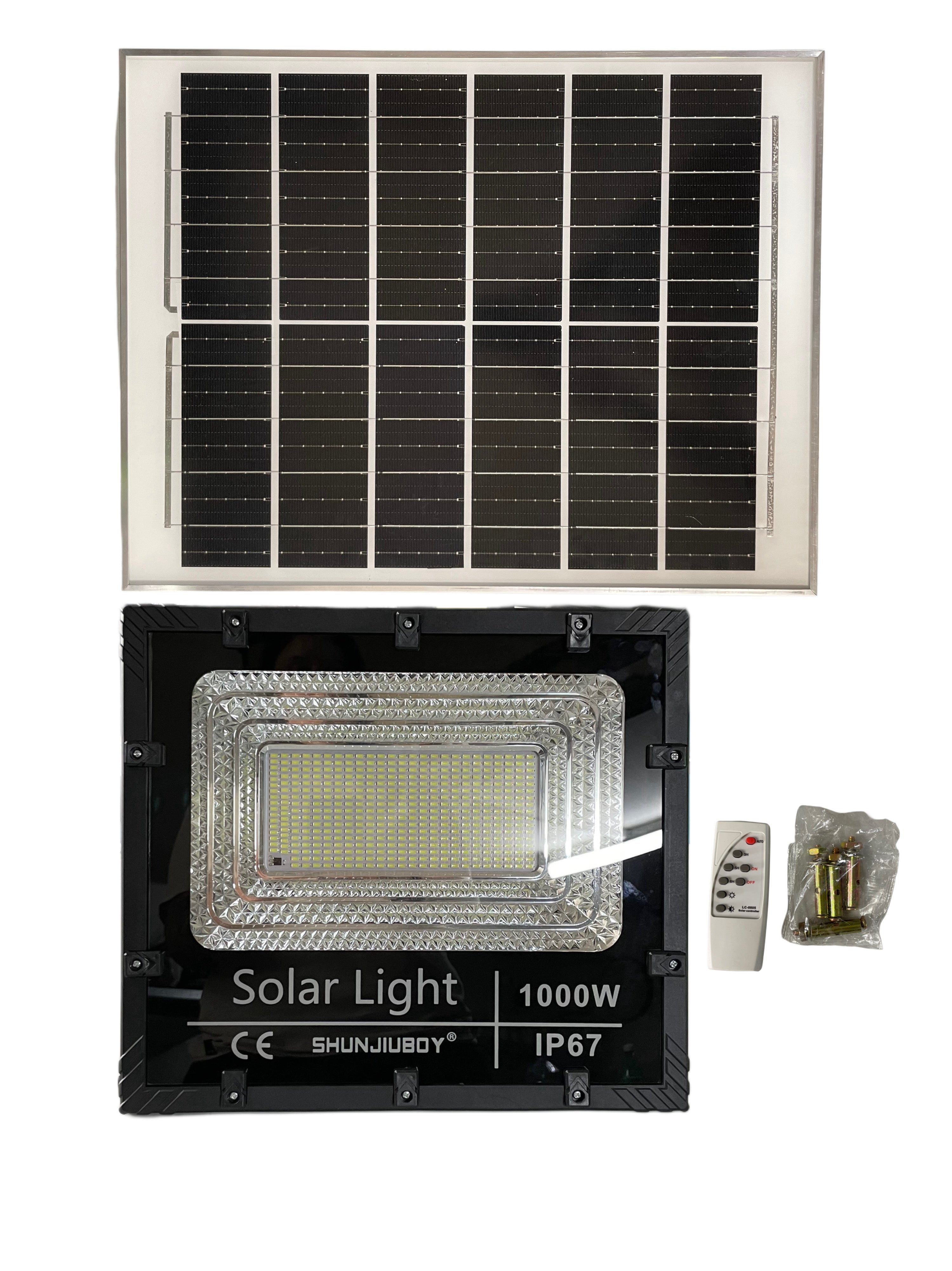 FARO SOLARE CON PANNELLO FOTOVOLTAICO 1000w , TELECOMANDO KIT MONTAGGIO INCLUSI