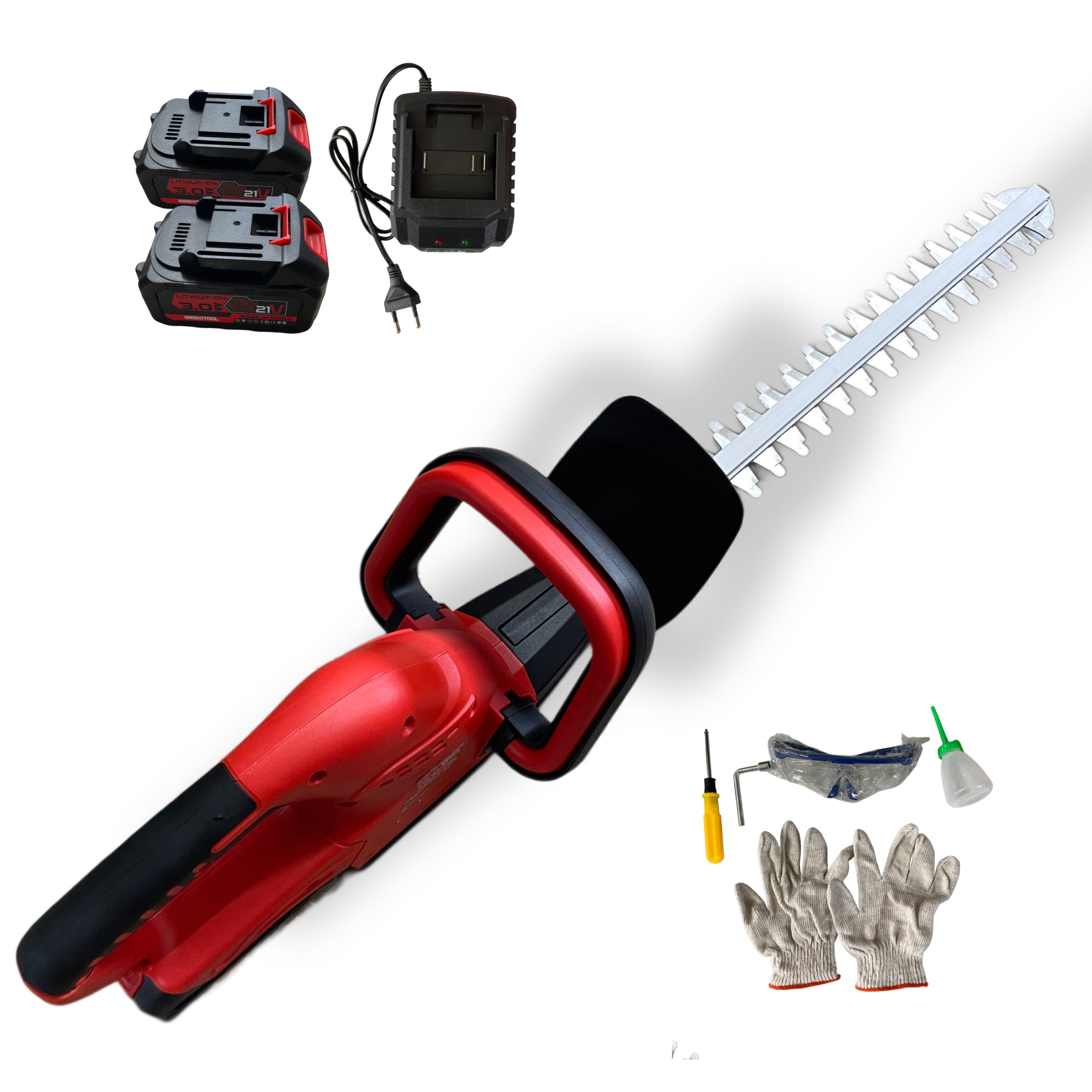 TAGLIASIEPI ELETTRICO DOPPIA BATTERIA 21v 3Ah DOPPIO PULSANTE PROTEZIONE LAMA 52cm CAPACITÀ TAGLIO 14mm