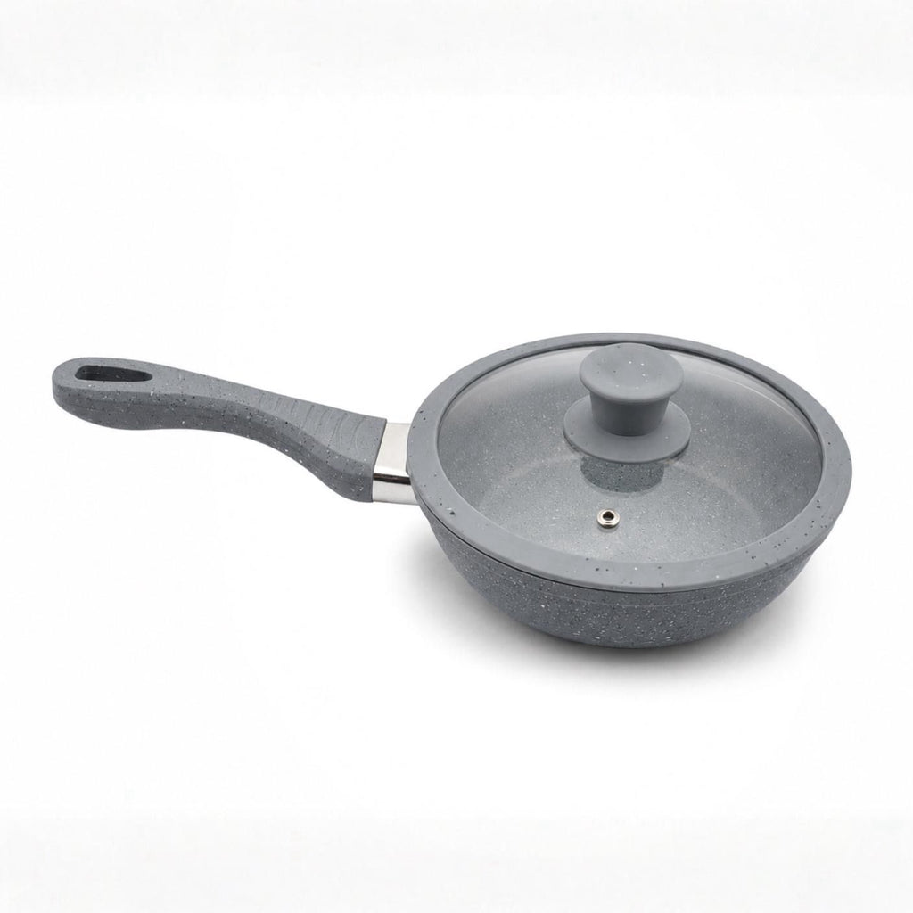 Set Padelle Grystone 11 Pezzi per Induzione con Coperchi e Utensili | Antiaderenti Effetto Pietra 20/24/28 cm