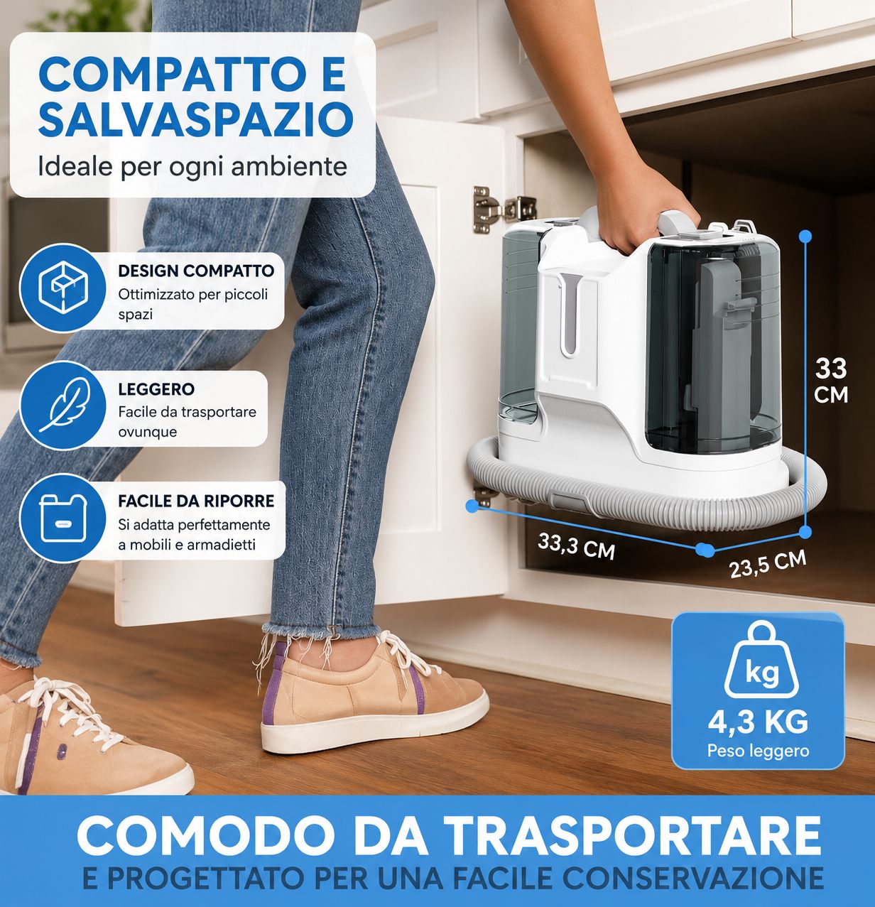 Lava Tappeti e Divani Lava Tappezzeria Portatile 3 in 1 450W con Spray e Aspirazione per Divani, Tappeti e Sedili Auto
