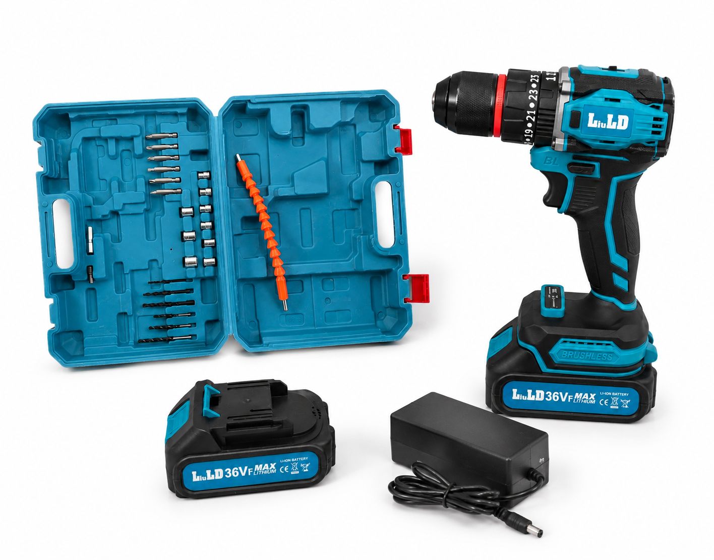Trapano Avvitatore Brushless 36VF con 2 Batterie + Valigetta Accessori | Kit Completo Professionale