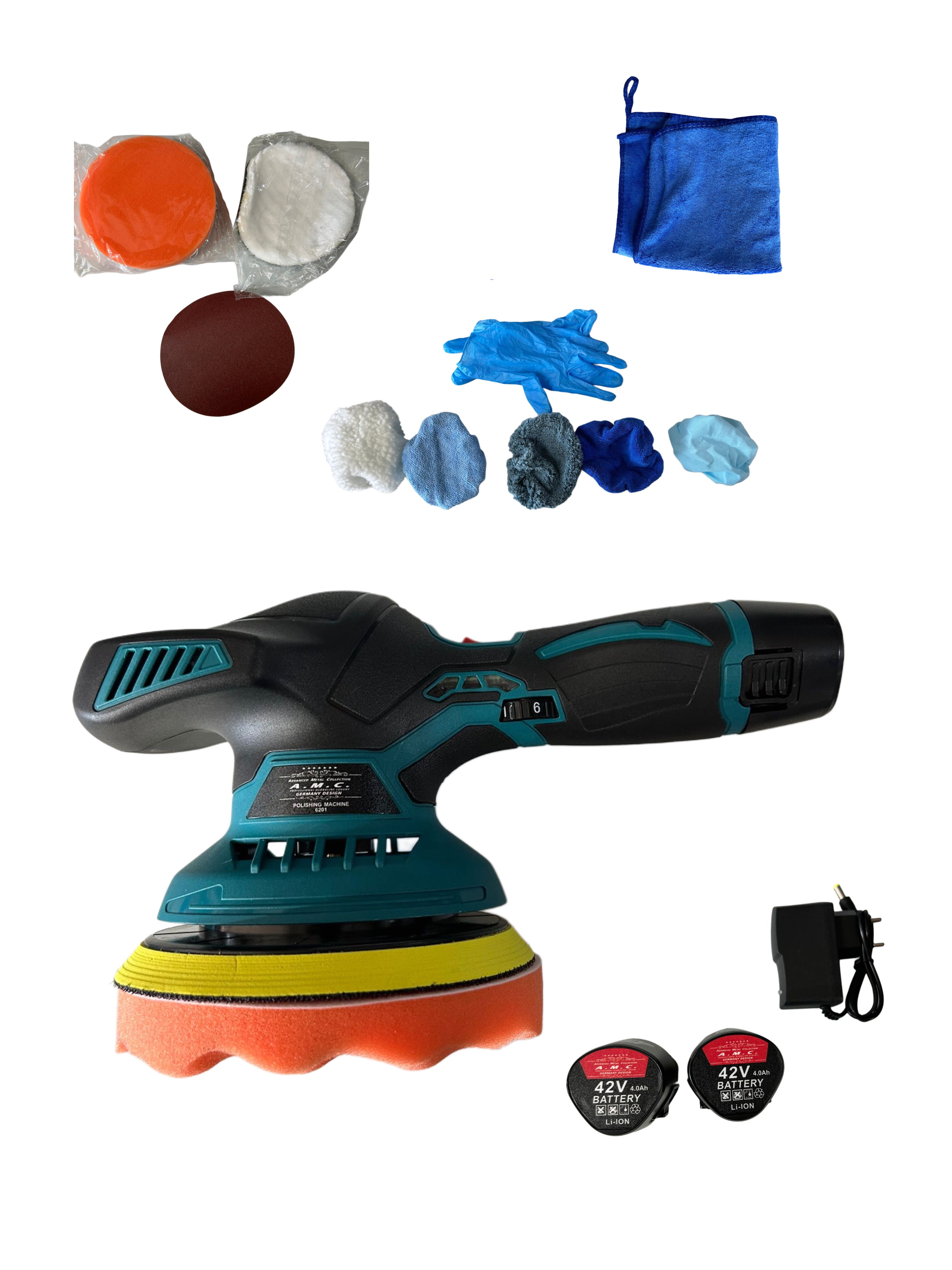 LUCIDATRICE A DOPPIA BATTERIA PER AUTO 150mm CON REGOLAZIONE DI VELOCITÀ 5500RPM