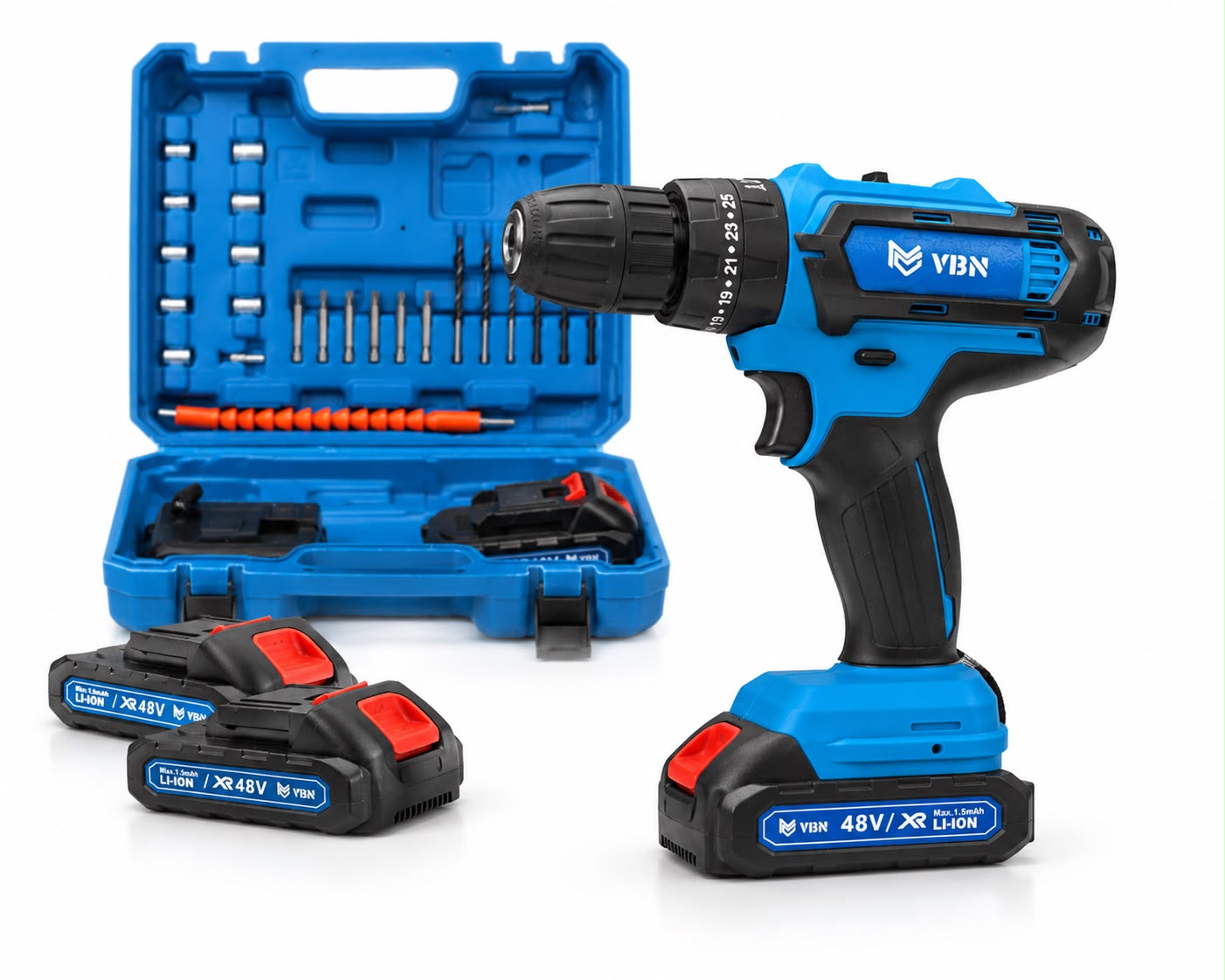Trapano Avvitatore Elettrico con 2 Batterie, Valigetta e Accessori Inclusi – Avvita, Svita e Fora Legno, Metallo e Lavori di Casa
