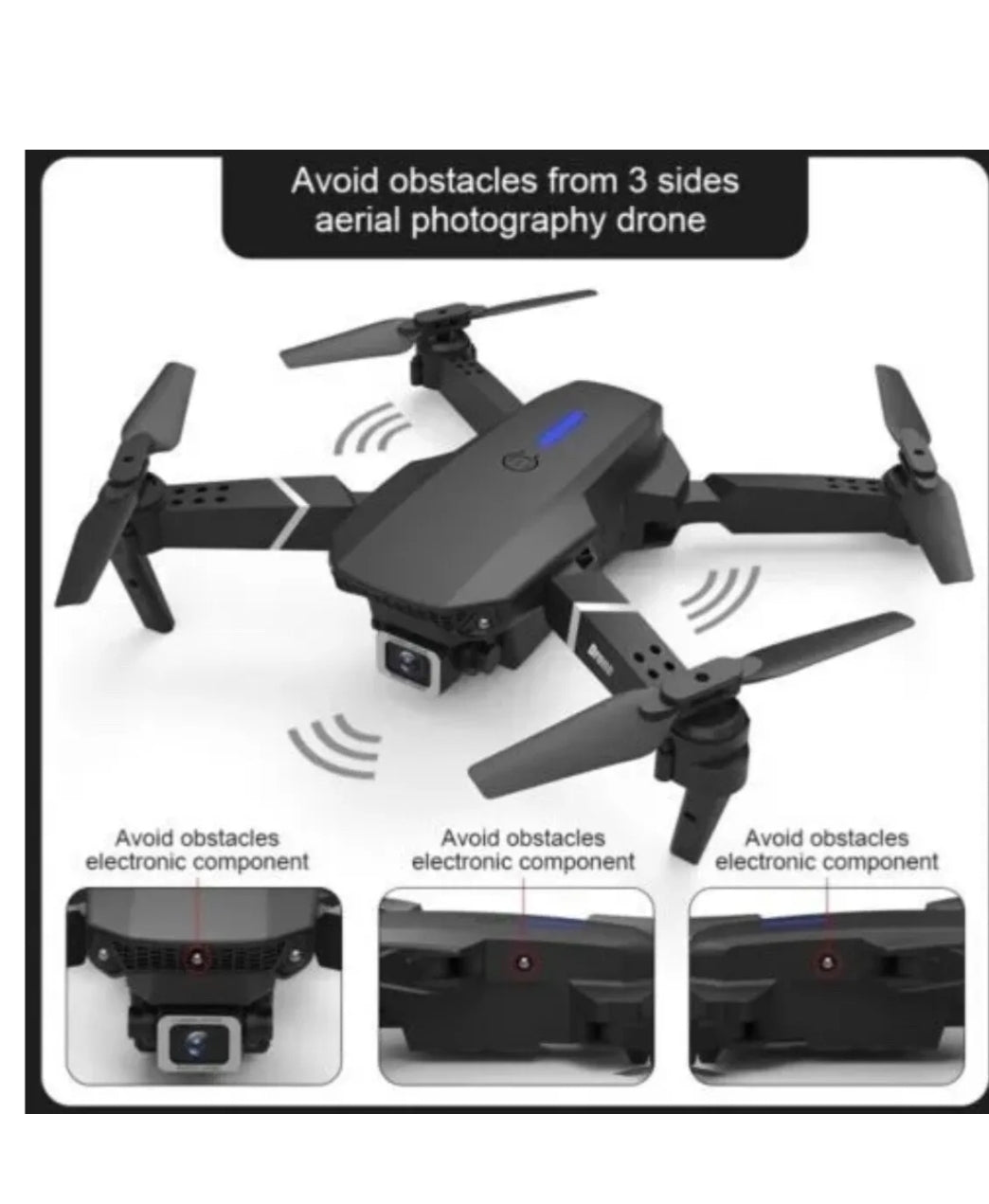 E88 PRO DRONE PIEGHEVOLE 2 VIDEOCAMERE 3 BATTERIE TELECOMANDO WIFI FPV 4K