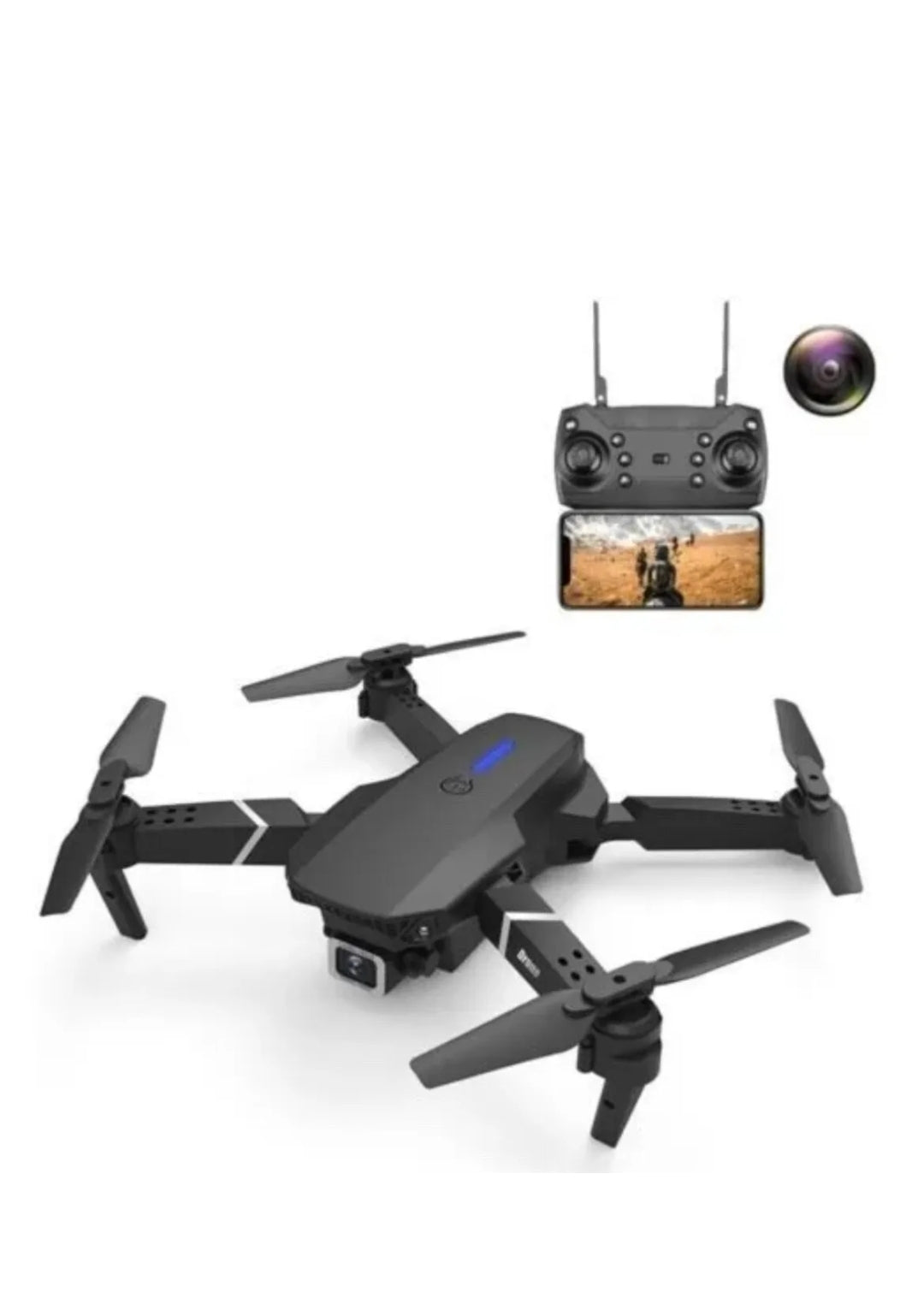 E88 PRO DRONE PIEGHEVOLE 2 VIDEOCAMERE 3 BATTERIE TELECOMANDO WIFI FPV 4K