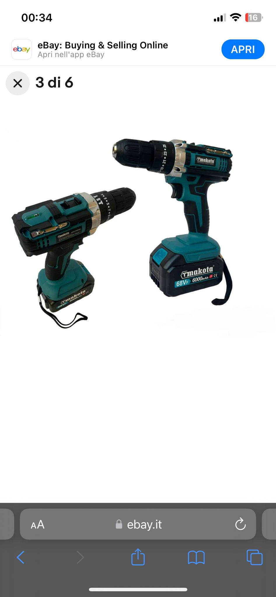 Kit 4 in 1 Trapano Avvitatore + Avvitatore a Impulsi + Smerigliatrice a Batteria+ torcia