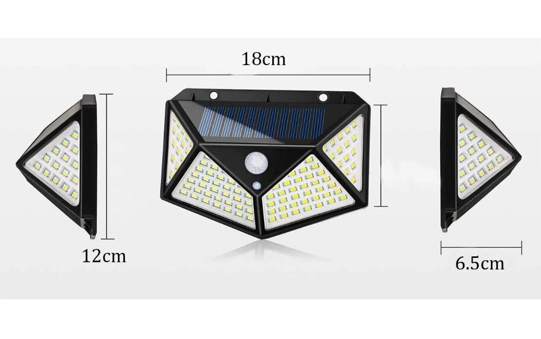 Faretto Esterno Pannello Solare 114  LED Applique Sensore Movimento Crepuscolare