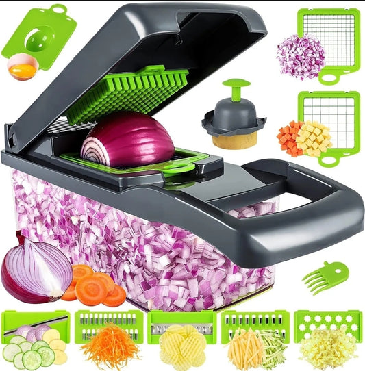 Mandolina per Verdure 9 in 1, Affetta Verdure Manuale Con 7 Lame in Inox