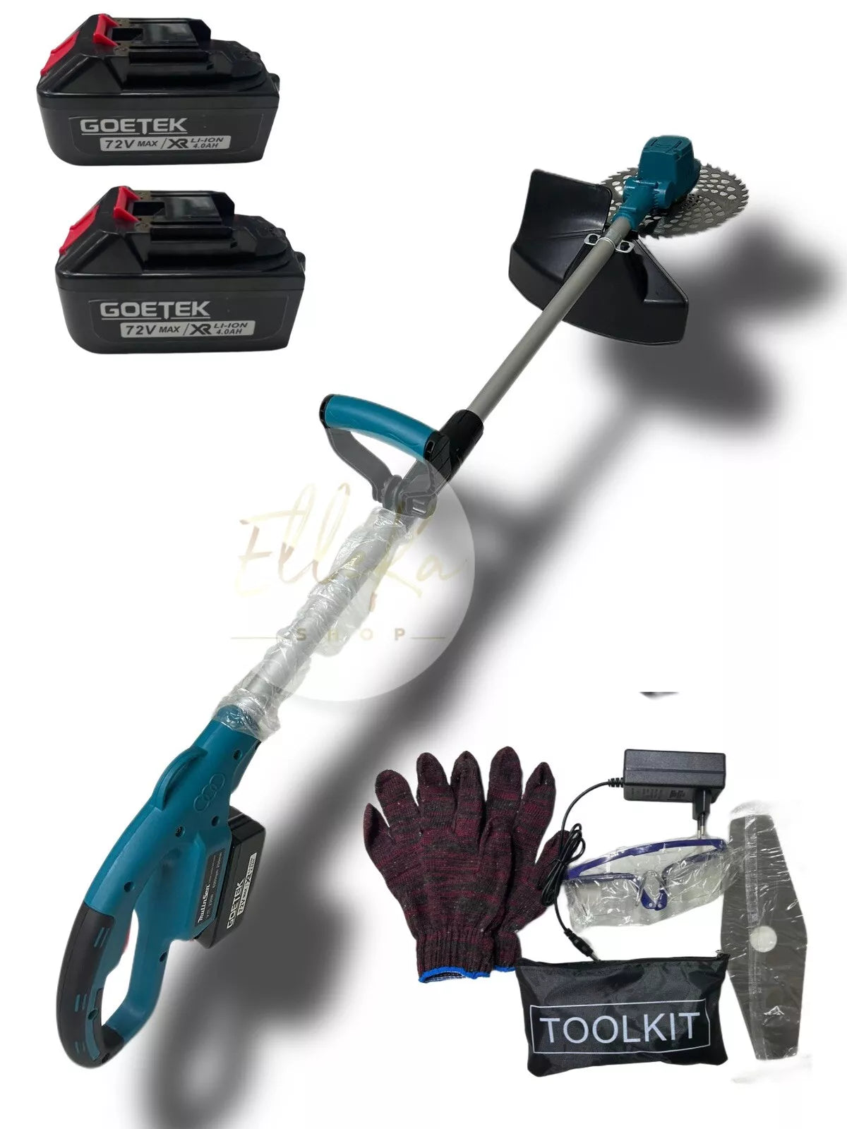 DECESPUGLIATORE TAGLIAERBA TAGLIABORDI BATTERIE 72v 5Ah ALLUNGABILE LAMA 200mm