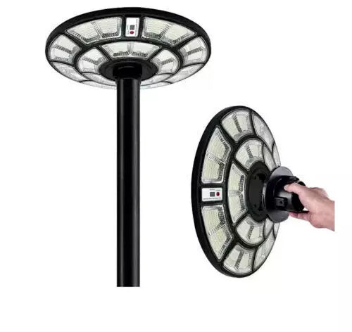 LAMPIONE LED SOLARE ESTERNO CREPUSCOLARE 1200W CON PALO TELESCOPICO FINO A 3MT. GIARDINO STRADALE TELECOMANDO